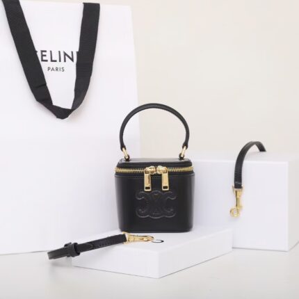 CELINE MINI VANITY CASE IN Triomphe Canvas and Calfskin