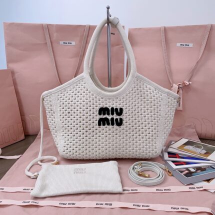 miu miu medium IVY cotton mesh tote bag