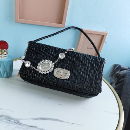 miu miu Iconic Crystal Cloqué Nappa leather bag