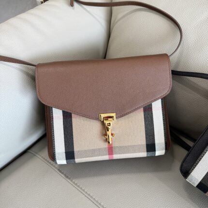Burberry Small Macken Leather and House Check Crossbody