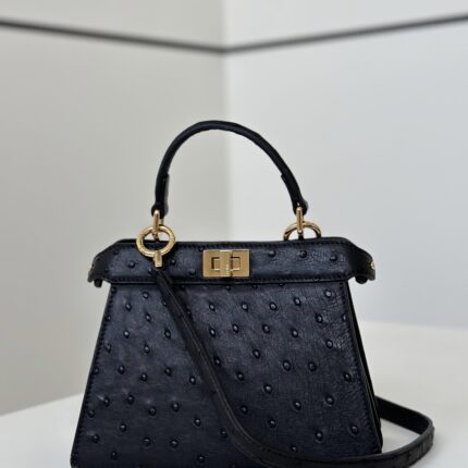 Fendi Peekaboo ISeeU Petite Ostrich Leather Bag