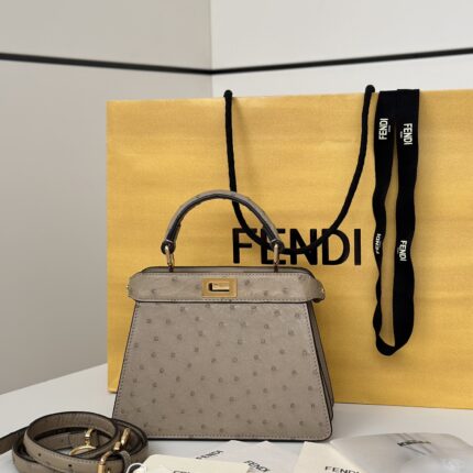 Fendi Peekaboo ISeeU Petite Ostrich Leather Bag