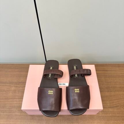 miu miu Ruches nappa leather sandals