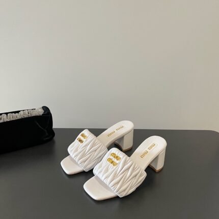 miu miu Matelassé nappa leather slides