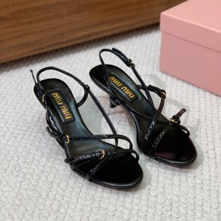 miu miu Patent leather sandals with buckles